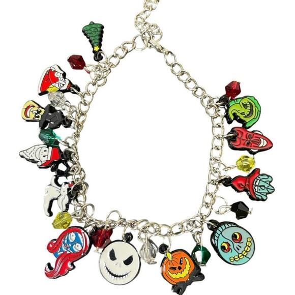 DISNEY NIGHTMARE BEFORE CHRISTMAS CHARM BRACELET 8’-9.5’ SKELLINGTON SALLY - Picture 2 of 7